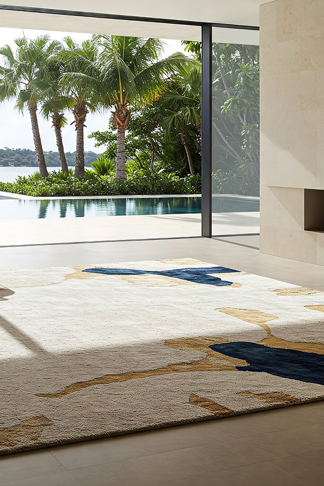 Tropical Bali Paradise Villa with handmade luxury custom designer rug